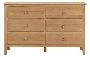 Cotswold Wide 6 Drawer Chest, Oak Light Brown