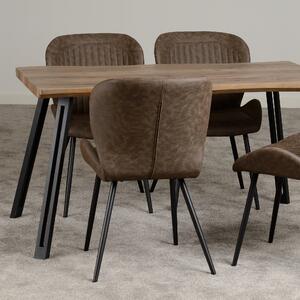 Quebec Wave Rectangular Dining Table with 4 Chairs, Brown Brown