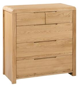 Curve 5 Drawer Chest, Oak Brown