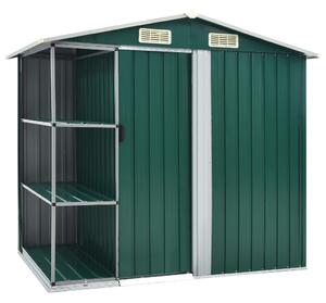 Garden Shed with Rack Green 205x130x183 cm Iron