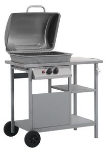 Gas BBQ Grill with 3-layer Side Table Black and Silver
