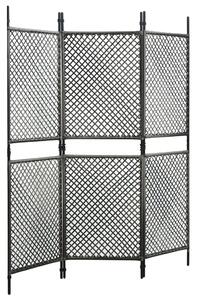 3-Panel Room Divider Poly Rattan Anthracite 180x200 cm