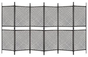 6-Panel Room Divider Poly Rattan Brown 360x200 cm