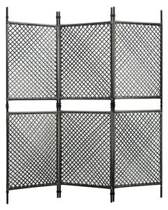 3-Panel Room Divider Poly Rattan Anthracite 180x200 cm