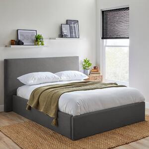 Modern Squared Upholstered Bed Light Grey