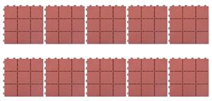 Decking Tiles 10 pcs Red 30.5x30.5 cm Plastic