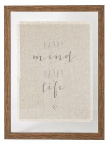 Happy Mind Framed Print Brown and White
