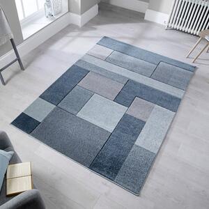 Cosmos Hand Carved Rug Blue and Grey