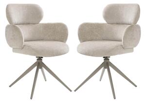 Airway Beige Fabric Dining Chairs In Pair