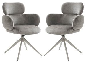 Airway Mocha Fabric Dining Chairs In Pair