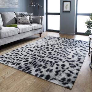 Snow Leopard Rug Grey and Black