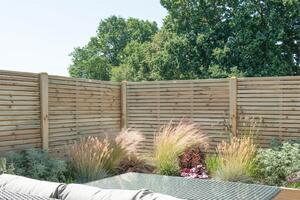 6ft x 5ft (1.8m x 1.5m) Pressure Treated Contemporary Double Slatted Fence Panel - Pack of 3