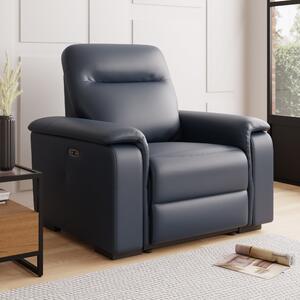 Bianca Matte Faux Leather Electric Reclining Armchair Navy Blue