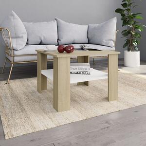 Coffee Table White and Sonoma Oak 60x60x42 cm Chipboard