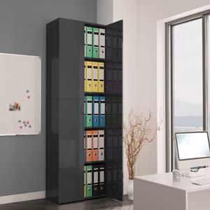 Office Cabinet High Gloss Grey 60x32x190 cm Chipboard
