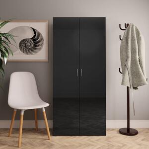 Shoe Cabinet High Gloss Black 80x35.5x180 cm Engineered Wood