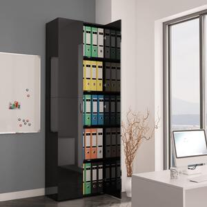 Office Cabinet High Gloss Black 60x32x190 cm Chipboard