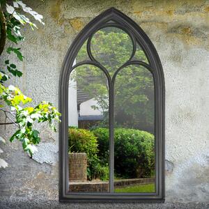 Gothic Stone Outdoor Mirror, Black 112x61cm Black