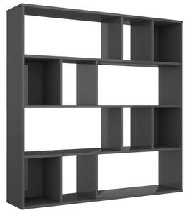 Room Divider/Book Cabinet High Gloss Grey 110x24x110 cm Engineered Wood