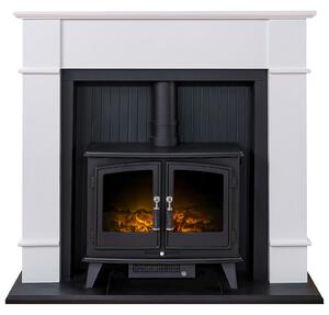 Adam Oxford in White with Woodhouse Electric Stove