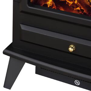 Adam Hudson Electric Stove with Realistic Log Bed & LED Flame Effect Flat to Wall Fitting - Black