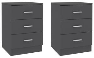 Bedside Cabinets 2 pcs Grey 38x35x56 cm Engineered Wood
