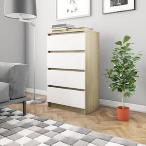 Sideboard White and Sonoma Oak 60x35x98.5 cm Engineered Wood