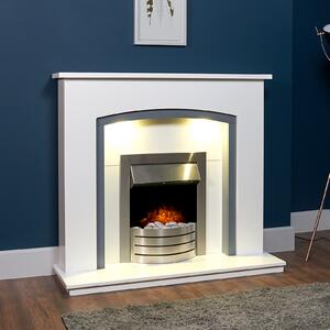 Adam Comet Electric Fire with Inset Fitting - Brushed Steel