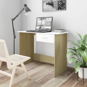 Desk White and Sonoma Oak 100x50x76 cm Engineered Wood