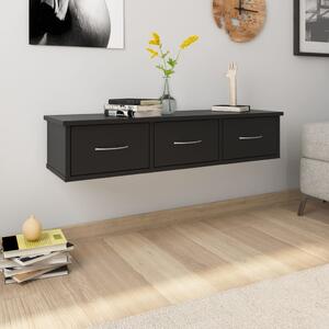 Wall-mounted Drawer Shelf Black 88x26x18.5 cm Engineered Wood