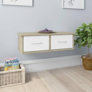 Wall-mounted Drawer Shelf White and Sonoma Oak 60x26x18.5 cm Chipboard