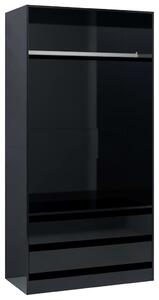 Wardrobe High Gloss Black 100x50x200 cm Engineered Wood