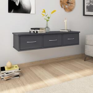 Wall Drawer Shelf High Gloss Grey 88x26x18.5 cm Chipboard