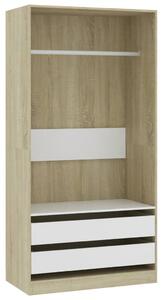 Wardrobe White and Sonoma Oak 100x50x200 cm Engineered Wood