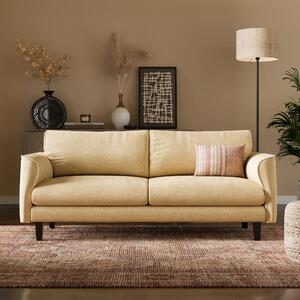 Darla Curved Faux Linen 3 Seater Sofa Honey