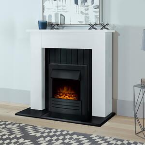 Adam Chessington Fireplace Surround & Eclipse Electric Fire with Flat to Wall Fitting - White & Black