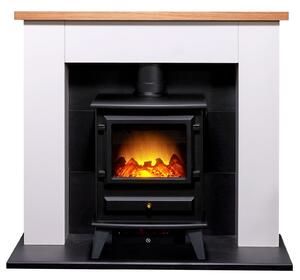 Adam Chester in White with Hudson Electric Stove in Black