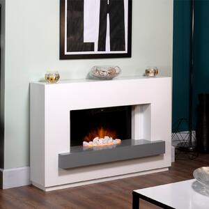 Adam Sambro Electric Fire Suite with Flat to Wall Fitting - White & Grey