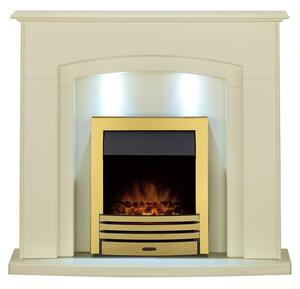 Adam Falmouth in Cream with Downlights & Eclipse Electric Fire in Brass