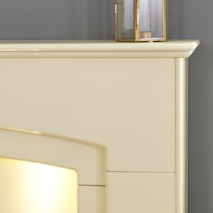 Adam Falmouth Fireplace Surround & Eclipse Electric Fire with Downlights & Flat to Wall Fitting - Cream & Brass