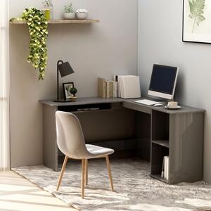 L-Shaped Corner Desk High Gloss Grey 120x140x75 cm Chipboard
