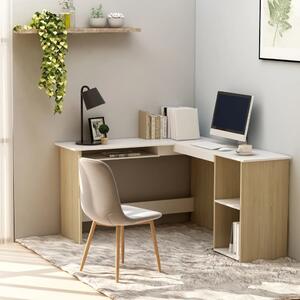 L-Shaped Corner Desk White and Sonoma Oak 120x140x75 cm Engineered Wood