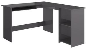 L-Shaped Corner Desk High Gloss Grey 120x140x75 cm Engineered Wood