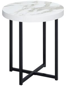 HOMCOM Round Side Table with Metal Legs, Modern End Table Bedside Table for Living Room, Bedroom, White