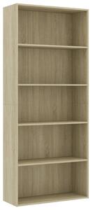5-Tier Book Cabinet Sonoma Oak 80x30x189 cm Engineered Wood