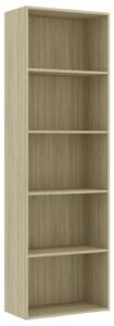 5-Tier Book Cabinet Sonoma Oak 60x30x189 cm Engineered Wood
