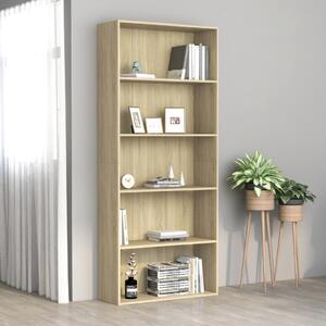 5-Tier Book Cabinet Sonoma Oak 80x30x189 cm Engineered Wood
