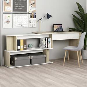 Corner Desk White and Sonoma Oak 200x50x76 cm Chipboard