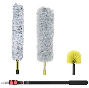 HOMCOM Extendable Microfiber Feather Duster, Telescopic Pole 1.8m, Bendable Head for High Ceilings, Fans