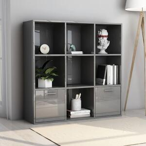 Book Cabinet High Gloss Grey 98x30x98 cm Chipboard